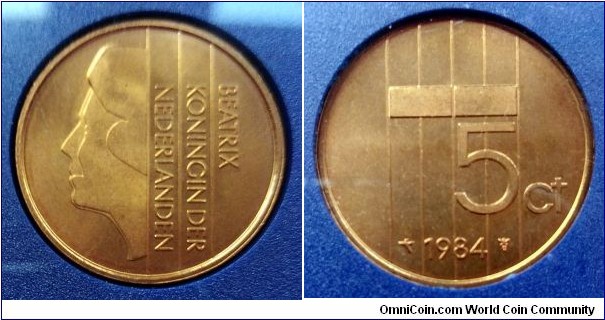 Netherlands 5 cents from 1984 annual coin set.