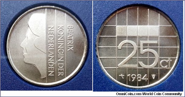 Netherlands 25 cents from 1984 annual coin set.
