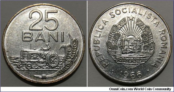 25 Bani (Socialist Republic of Romania // Nickel clad Steel) 