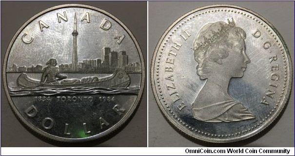 1 Dollar (Commonwealth - Federal State of Canada / Queen Elizabeth II / 150th Anniversary of Toronto // SILVER 0.500 / 23.33g / ⌀36.1mm / Mintage: 571.563 pcs) 