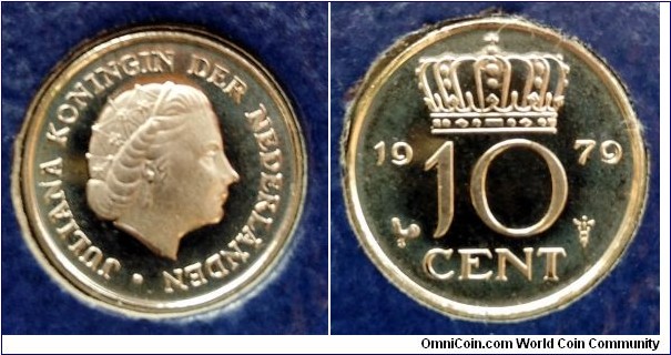 Netherlands 10 cents from 1979 annual coin set.