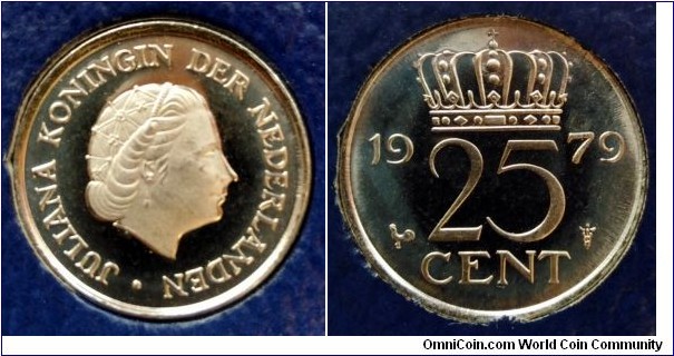 Netherlands 25 cents from 1979 annual coin set.