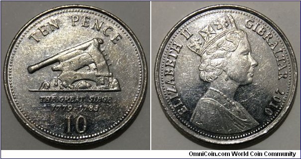 10 Pence (British Overseas Territory / Queen Elizabeth II / The Great Siege 1779 -1783 // Copper-Nickel) 