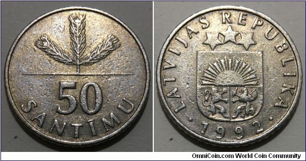 50 Santimu (Republic of Latvia // Copper-Nickel)