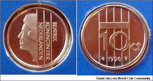 Netherlands 10 cents from 1998 annual coin set.