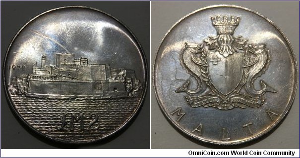 2 Liri (State of Malta / Queen Elizabeth II / Commemorative issue - Fort St.Angelo // SILVER 0.987 / 20g / ⌀38.2mm / Low Mintage: 53.000 pcs) 