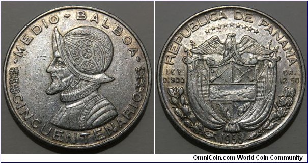 1/2 Balboa (Republic of Panama / 50th Anniversary of the Republic of Panama // SILVER 0.900 / 12.5g / ⌀30.6mm / Mintage: 600.000 pcs) 