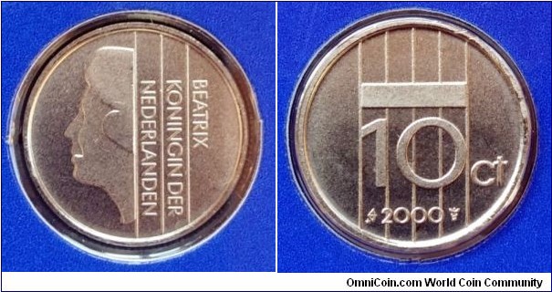 Netherlands 10 cents from 2000 annual coin set.