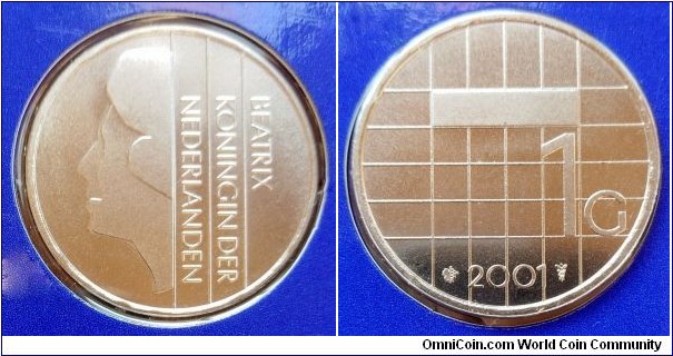 Netherlands 1 gulden from 2001 annual coin set.