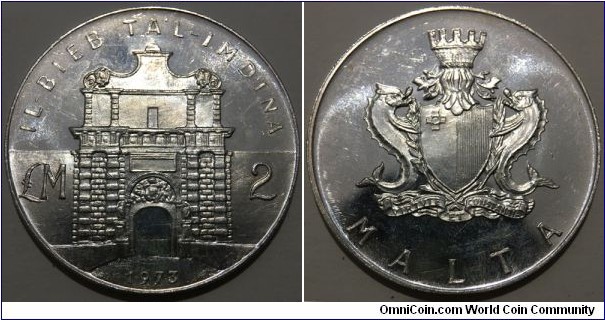 2 Liri (State of Malta / Queen Elizabeth II / Commemorative issue - Ta'l-Imdina Gate // SILVER 0.987 / 20g / ⌀38.2mm / Low Mintage: 30.000 pcs) 