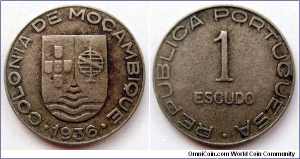 Mozambique 1 escudo.
1936, Portugal administration.