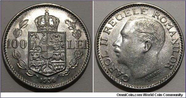 100 Lei (Kingdom of Romania / King Carol II // Nickel 8.2g) 