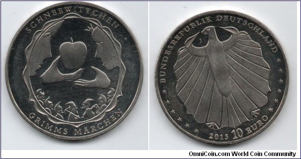10 Euro Grimms Fairytale Snow White Mint Mark J = Hamburg