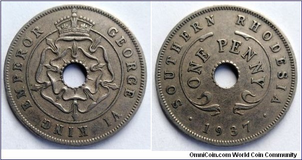 Southern Rhodesia 1 penny. 1937, George VI.