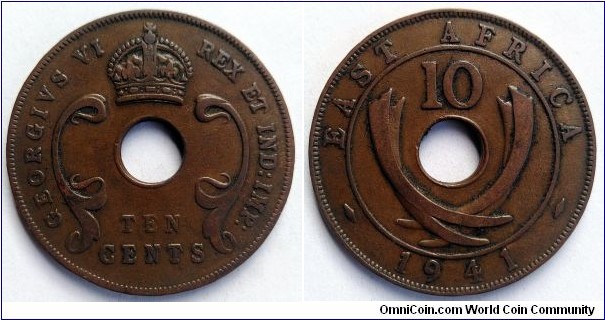 East Africa 10 cents.
1941, George VI.