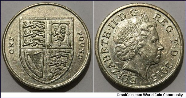 1 Pound Sterling (United Kingdom / Queen Elizabeth II / Royal Shield // Nickel Brass) 