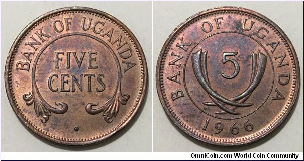 5 Cents (Republic of Uganda // Bronze 3.21g) 