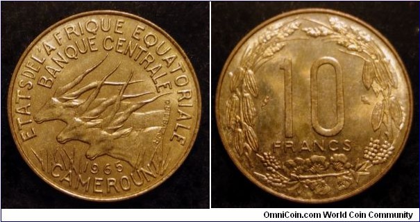 Equatorial African States 10 francs. 1965, Aluminium-nickel-bronze.