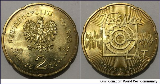 2 Zlote (3rd Polish Republic / 50th Anniversary of Radio Trojka // Nordic Gold / Mintage: 800.000 pcs)