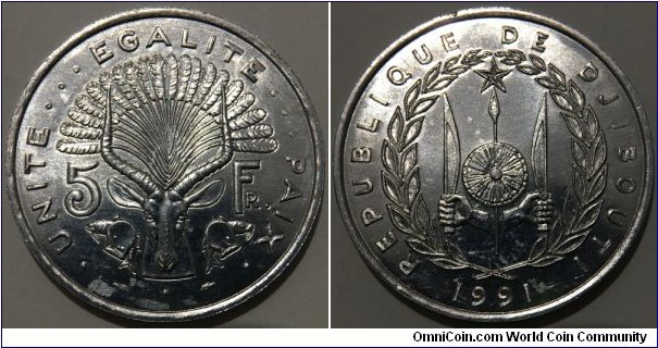 5 Francs (Republic of Djibouti // Aluminium)