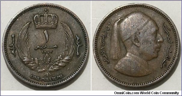 1 Millieme (United Kingdom of Libya / King Idris I // Bronze 3g) 