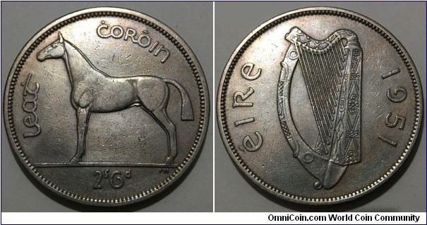 1/2 Coroin / 2 Scilling-6 Pingin (Republic of Ireland // Copper-Nickel / Mintage: 800.000 pcs)