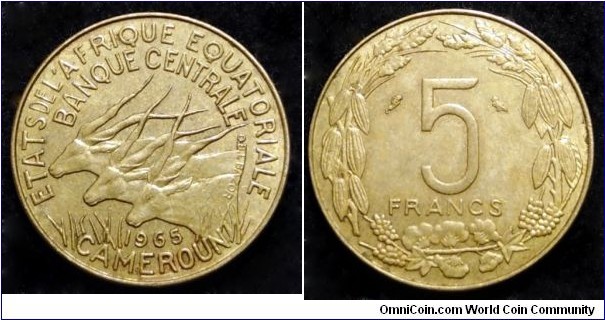 Equatorial African States 5 francs. 1965, Aluminium-nickel-bronze. Second piece in my collection.