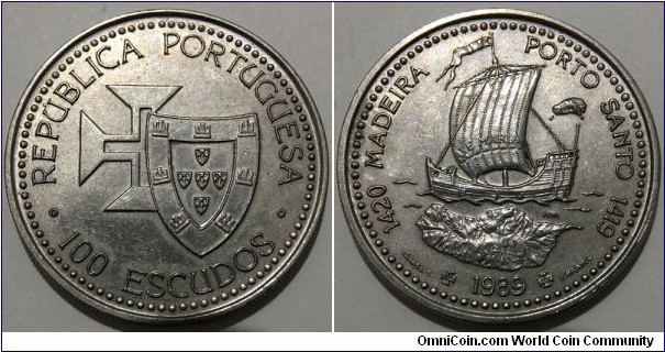 100 Escudos (3rd Portuguese Republic / Anniversary of the Portuguese Discovery of Madeira and Porto Santo // Copper-Nickel)