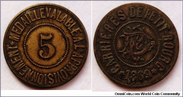 French replacement coin 5 centimes city of Évry at that time Petit-Bourg.