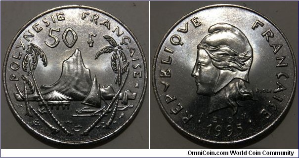 50 Francs (French Polynesia - Overseas Territory // Nickel 15g / Mintage: 150.000 pcs) 