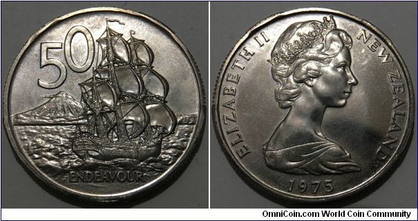 50 Cents (Commonwealth - State of New Zealand / Queen Elizabeth II // Copper-Nickel)