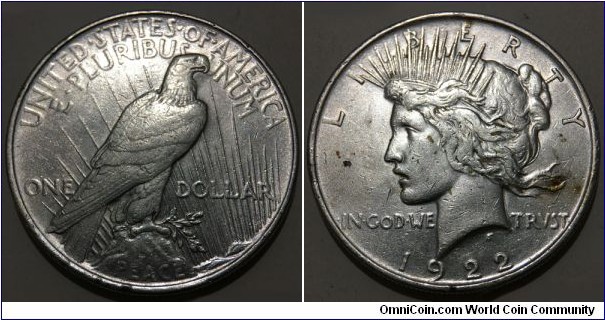 1 Dollar (Federal State - USA / Peace Dollar // SILVER 0.900 / 26.73g / ⌀38.1mm) 