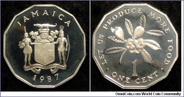 Jamaica 1 cent.
1987, F.A.O. Proof.
