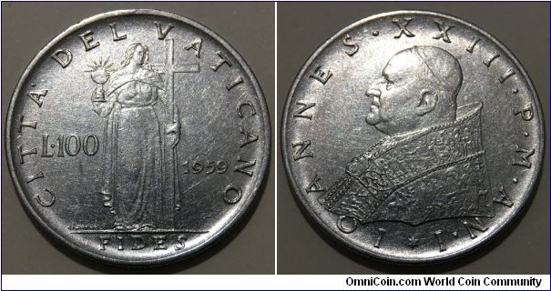 100 Lire (Vatican City State / Pope John XXIII // Stainless Steel / Mintage: 783.000 pcs) 