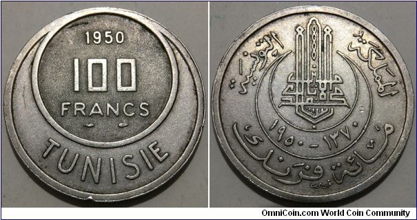 100 Francs (French protectorate of Tunisia / Bey of Tunis Muhammad VIII al-Amin 