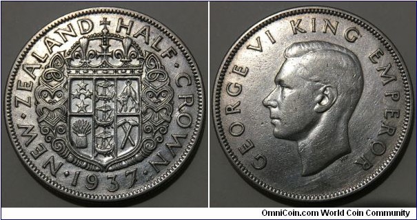 1/2 Crown (British Empire / Dominion of New Zealand / King George VI // SILVER 0.500 / 14.14g / ⌀32mm / Mintage: 672.000 pcs) 