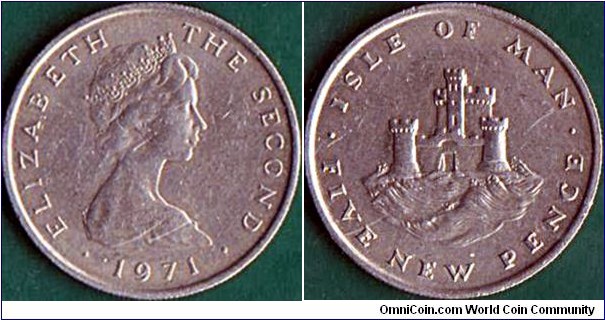 Isle of Man 1971 5 New Pence.