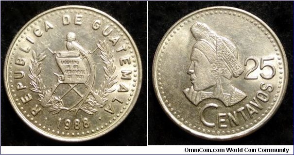 Guatemala 25 centavos.
1988