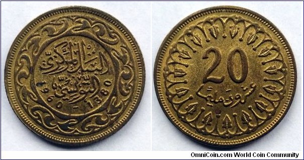 Tunisia 20 milliemes. 1960 (II)