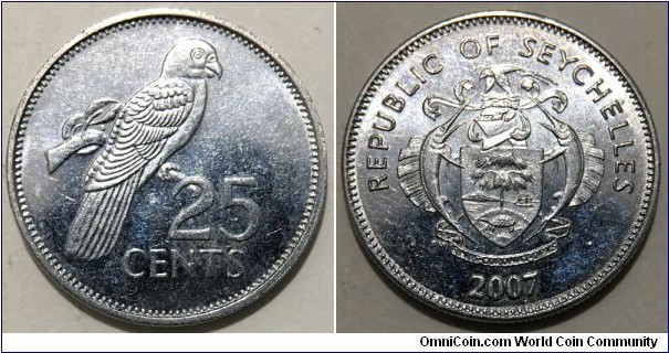 25 Cents (Republic of Seychelles // Nickel plated Steel)