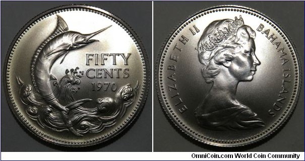 50 Cents (Commonwealth of the Bahama Islands / Queen Elizabeth II // SILVER 0.800 / 10.37g / ⌀29mm / Low Mintage: 25.135 pcs) 