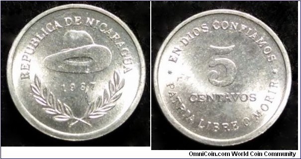 Nicaragua 5 centavos.
1987
