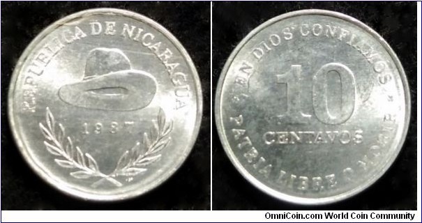 Nicaragua 10 centavos.
1987