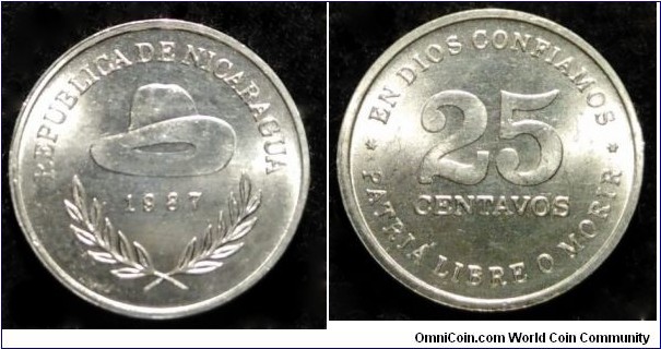 Nicaragua 25 centavos.
1987 (II)