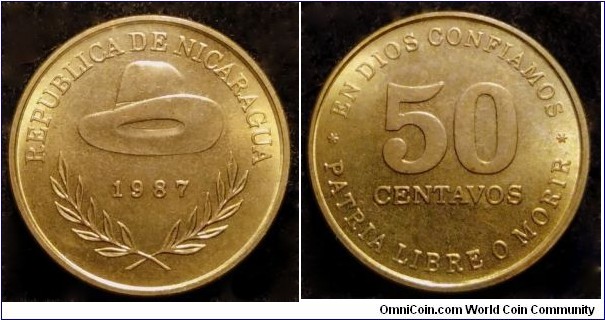 Nicaragua 50 centavos.
1987