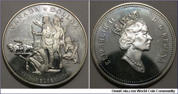 1 Dollar (Commonwealth - Federal State of Canada / Queen Elizabeth II / 300th Anniversary of the Ventures of Henry Kelsey // SILVER 0.500 / 23.33g / ⌀36.1mm / Mintage: 222.983 pcs) 