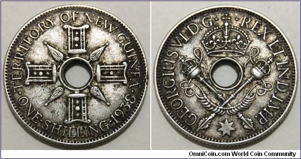 1 Shilling (British Empire / Territory of New Guinea - Australian administration / King George VI // SILVER 0.925 / 5.38g / ⌀23.5mm)