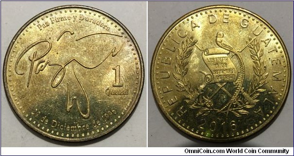 1 Quetzal (Republic of Guatemala // Brass plated steel) 