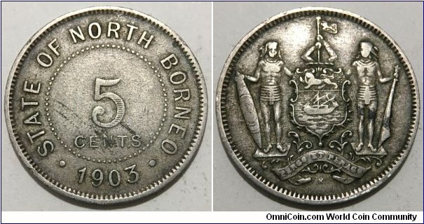 5 Cents (British North Borneo - Protectorat of British Empire / King Edward VII / North Borneo Chartered Company // Copper-Nickel / Mintage: 1.000.000 pcs)