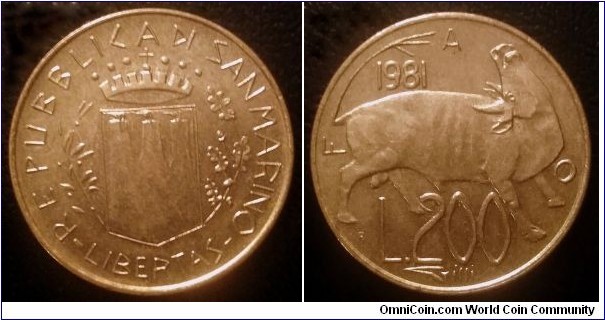 San Marino 200 lire.
1981, F.A.O.